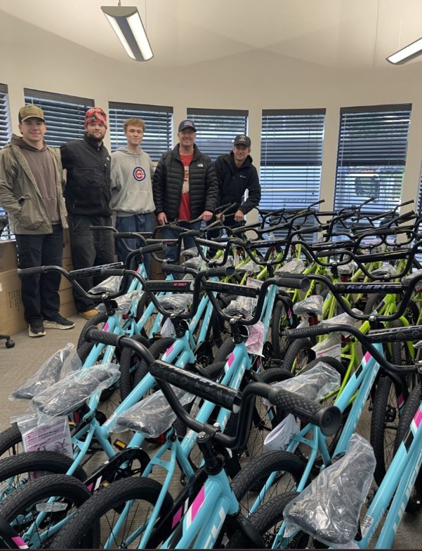 The Ferguson Murphy team delivers over 100 bikes and helmuts to our Sylvan campus.